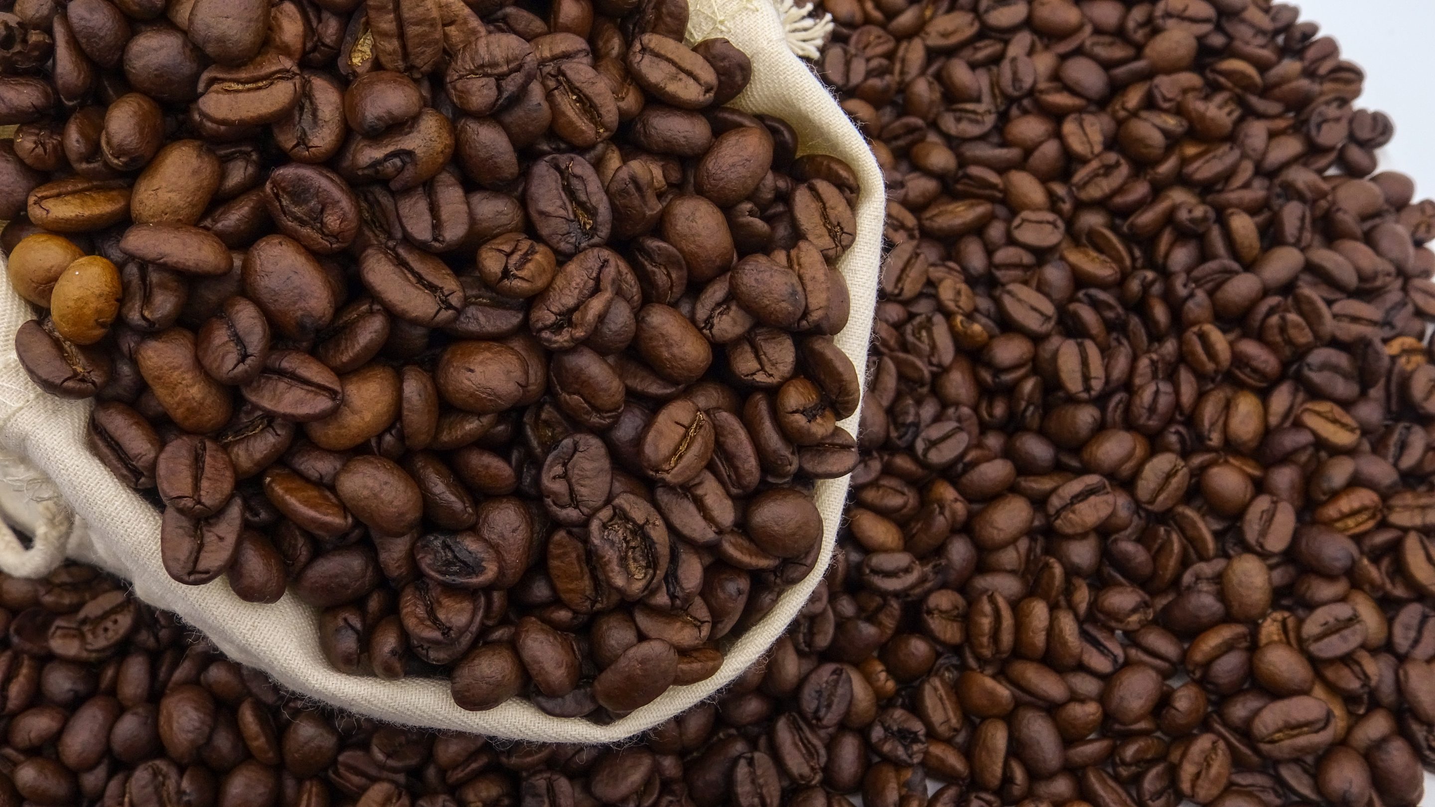 A sack with roasted coffee beans